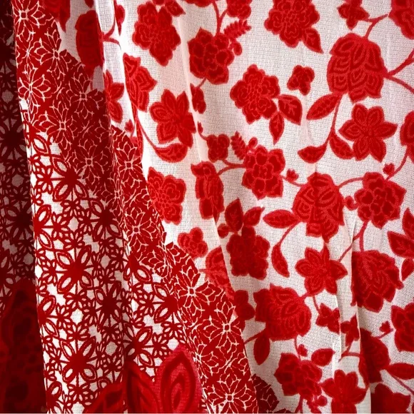 INC International Concepts Vibrant Red and White Patterned Blouse - Picture 2 of 6